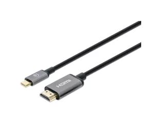 Manhattan USB-C to HDMI Cable, 4K@60Hz, 1m, Black, Equivalent to CDP2HD2MBNL, Male to Male, Three Year Warranty, Polybag