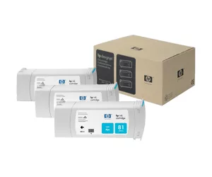 HP 81 3-pack 680-ml Cyan DesignJet Dye Ink Cartridges