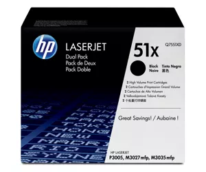 HP 51X, Упаковка 2шт, Оригинальные лазерные картриджи LaserJet увеличенной емкости, Черные