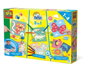 SES Creative My First - 3 in 1 Fingerfarben, Ausmalen und Formen kleben