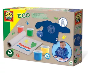 SES Creative Eco Fingerfarben Set mit Bastelschürze - 100% recycelt