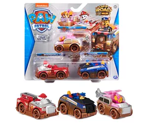 PAW Patrol True Metal Off-Road Mud 3-Pack with Skye, Chase and Marshall Toy Cars, 1:55 Scale, Kids Toys for Ages 3 and up