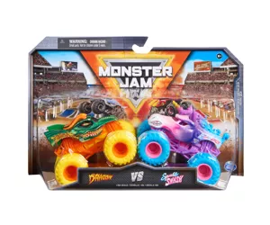 Monster Jam - Original Zweier-Pack mit authentischen Monster Trucks im Maßstab 1:64, krasse Stunt-Action ab 3 Jahren (Sortierung mit verschiedenen Designs, Zufallsauswahl)