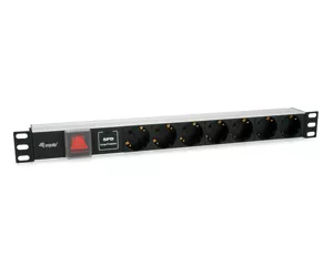 Equip 7-Outlet German Power Distribution Unit with Surge Protection and Switch