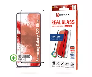 Displex Screen Protector (10H) + Case for Samsung Galaxy S22 Ultra, Eco Mounting Frame, + Case, full screen coverage, Tempered Glass, scratch resistant protective film