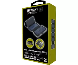 Sandberg Solar 6-Panel Powerbank 20000 Litija polimērs (LiPo) 20000 mAh Melns