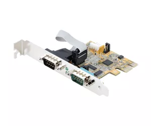 StarTech.com 2-Port PCI Express Serial Card, Dual Port PCIe to RS232 (DB9) Serial Card, 16C1050 UART, Standard or Low Profile Brackets, COM Retention, For Windows & Linux