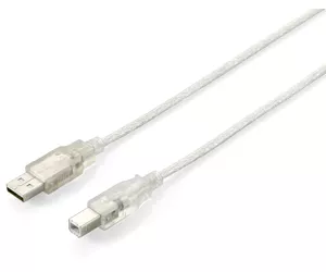 Equip USB 2.0 Type A to Type B Cable, 3.0m , Transparent silver