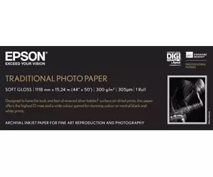 Epson Traditional Photo Paper, 44" x 15 m
