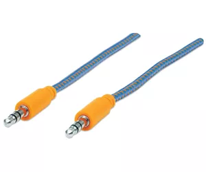 Manhattan Audio Cable 3.5mm Braided, 1.8m, Male to Male, Stereo, Blue/Orange, Polybag