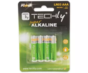 Techly Blister 4 Batteries High Power Mini Stilo AAA Alkaline LR03 1.5V IBT-KAL-LR03T