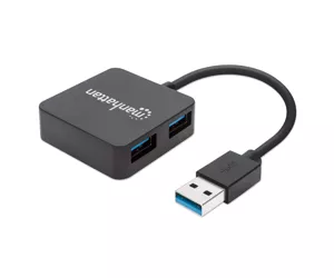 Manhattan 162296 хаб-разветвитель USB 3.2 Gen 1 (3.1 Gen 1) Type-A 5000 Мбит/с Черный