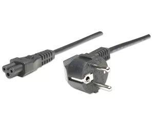 Manhattan Power Cord/Cable, Euro 2-pin (CEE 7/4) plug to C5 Female (cloverleaf/triangular), 1.8m, 16A, Lifetime Warranty,