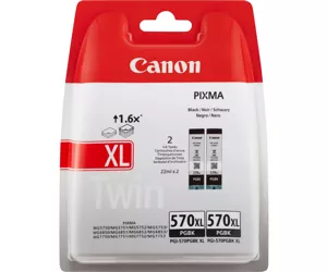 Canon PGI-570BK XL High Yield Black Ink Cartridge (Twin Pack)
