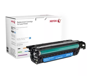 Xerox Cyan toner cartridge. Equivalent to HP CF331A. Compatible with HP Colour LaserJet M651