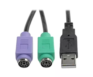 Tripp Lite Переходник с USB на PS/2 для подключения клавиатуры и мыши (с разъемом типа A (штекер) и 2 разъемами Mini-Din6 (гнездо))