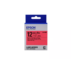 Epson Label Cartridge Pastel LK-4RBP Black/Red 12mm (9m)