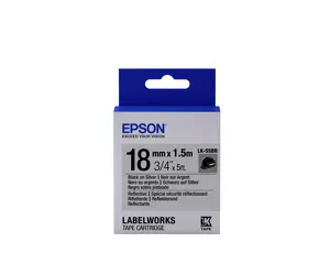 Epson Label Cartridge Reflective LK-5SBR Black/Silver 18mm (1.5m)