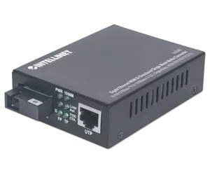 Intellinet Gigabit Ethernet WDM Media Converter, 10/100/1000Base-Tx to 1000Base-Lx, Single-Mode, 20km (Euro 2-pin plug)