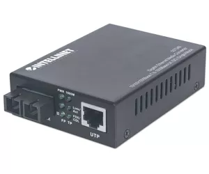 Intellinet Gigabit Ethernet Single Mode Media Converter, 10/100/1000Base-T to 1000Base-Lx (SC) Single-Mode, 20km (Euro 2-pin plug)