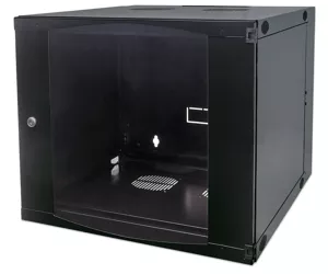 Intellinet Network Cabinet, Wall Mount (Double Section Hinged Swing Out), 6U, Usable Depth 385mm/Width 465mm, Black, Flatpack, Max 30kg, Swings out for access to back of cabinet when installed on wall, 19", Parts for wall install (eg screws/rawl plugs) not included