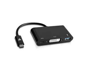 V7 USB-C male to DVI-D / USB3.0 / USB-C female Adapter Black