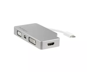 StarTech.com USB C Multiport Video Adapter with HDMI, VGA, Mini DisplayPort or DVI - USB Type C Monitor Adapter to HDMI 1.4 or mDP 1.2 (4K) - VGA or DVI (1080p) - Silver Aluminum
