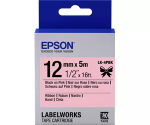 Epson Label Cartridge Satin Ribbon LK-4PBK Black/Pink 12mm (5m)