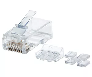 Intellinet RJ45 Modular Plugs, Cat6A, UTP, 3-prong, for solid wire, 15 µ gold plated contacts, 80 pack