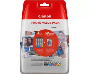 Canon CLI-571XL High Yield BK/C/M/Y Ink Cartridge + Photo Paper Value Pack