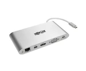 Tripp Lite U442-DOCK1 USB-C Dock, Dual Display - 4K HDMI/mDP, VGA, USB 3.x (5Gbps), USB-A/C Hub, GbE, Memory Card, 100W PD Charging