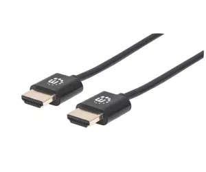 Manhattan Ultradünnes High Speed HDMI-Kabel mit Ethernet-Kanal, HEC, ARC, 3D, 4K, HDMI-Stecker auf HDMI-Stecker, geschirmt, schwarz, 1 m