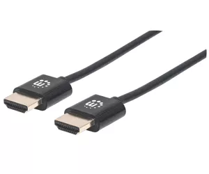 Manhattan Ultradünnes High Speed HDMI-Kabel mit Ethernet-Kanal, HEC, ARC, 3D, 4K, HDMI-Stecker auf HDMI-Stecker, geschirmt, schwarz, 1,8 m