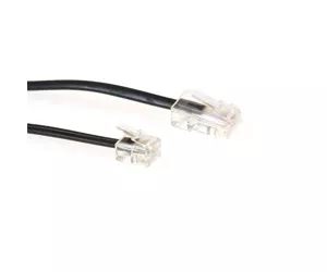 ACT Black 10 metre flat telephone cable with RJ11 and RJ45 connectors