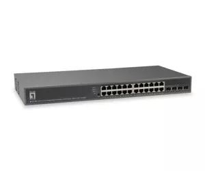 LevelOne TURING 28-Port L3 Lite Managed Gigabit PoE Switch, 24 PoE Outputs, 4 x 10GbE SFP+, PoE 185W