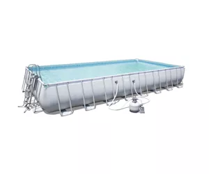 Bestway Power Steel Rectangular 9.56m x 4.88m x 1.32m, Grey/Blue