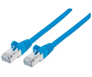 Intellinet Premium Netzwerkkabel, Cat6a, S/FTP, 100% Kupfer, Cat6a-zertifiziert, LS0H, RJ45-Stecker/RJ45-Stecker, 10,0 m, blau