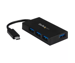 StarTech.com 4 Port USB C Hub - USB Type-C Hub w/ 4x USB-A Ports (USB 3.0/3.1 Gen 1 SuperSpeed 5Gbps) - USB Bus or Self Power - Portable USB-C to USB-A BC 1.2 Charging Hub w/ Power Adapter~4 Port USB C Hub - USB Type-C Hub w/ 4x USB-A Ports USB 3.0 hub (5Gbps) - USB Bus or Self Power - Portable USB-C to USB-A BC 1.2 Charging Hub w/ Power Adapter