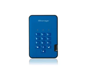iStorage diskAshur2 256-bit 1TB USB 3.1 secure encrypted solid-state drive - Blue IS-DA2-256-SSD-1000-BE