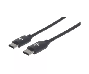 Manhattan USB-C to USB-C Cable, 1m, Male to Male, 480 Mbps (USB 2.0), 3A (fast charging), Equivalent to USB2CC1M, Hi-Speed USB, Black, Lifetime Warranty, Polybag