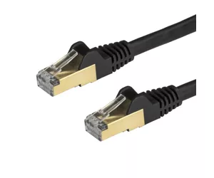 StarTech.com 1m CAT6a Ethernet Cable - 10 Gigabit Shielded Snagless RJ45 100W PoE Patch Cord - 10GbE STP Network Cable w/Strain Relief - Black Fluke Tested/Wiring is UL Certified/TIA