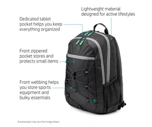 HP 39.62 cm (15.6") Active Backpack (Black/Mint Green)