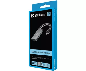 Sandberg USB-C to 4 xUSB 3.0 Pocket Hub USB 3.2 Gen 1 (3.1 Gen 1) Type-C Balts