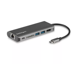 StarTech USB-C Multiport Adapter with 4K HDMI, 2 USB 3.0, SD Card Reader, Gigabit Ethernet, and 60W Power Delivery - Thunderbolt 3 Compatible