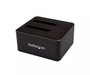 StarTech.com Dual-Bay USB 3.0 to SATA Hard Drive Docking Station, USB Hard Drive Dock, External 2.5/3.5" SATA I/II/III SSD/HDD Docking Station, Hot-Swap Hard Drive Bays, Top-Loading