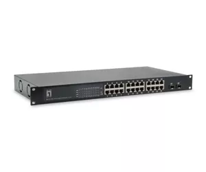 LevelOne 26-Port Gigabit PoE Switch, 2 x SFP, 24 PoE Outputs, 802.3at/af PoE, 250W
