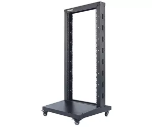 Intellinet Network Rack - 2-Post Open Frame, 48U, Black, Flatpack, 19", Three Year Warranty