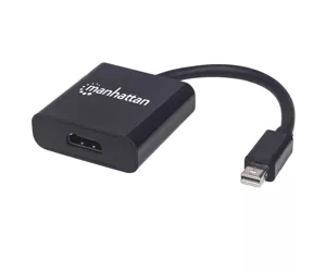 Manhattan Mini DisplayPort 1.2a to HDMI Adapter Cable, 4K@60Hz, Active, 19.5cm, Male to Female, Black, Three Year Warranty, Polybag