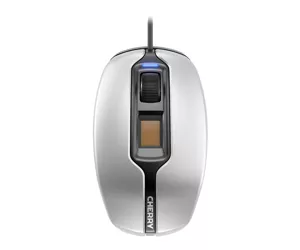 CHERRY MC 4900 Corded Fingerprint Mouse, Silver/Black, USB