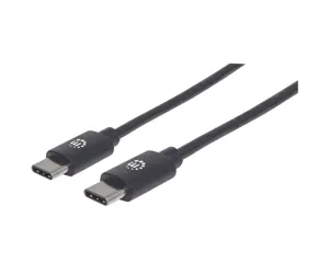 Manhattan USB-C to USB-C Cable, 3m, Male to Male, Black, 480 Mbps (USB 2.0), Equivalent to USB2CC3M, Hi-Speed USB, Lifetime Warranty, Polybag